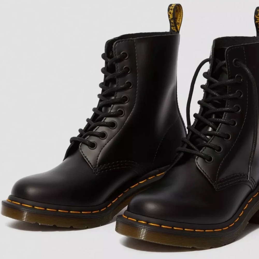 Dr. Martens Smooth Heeled Black Lace-Up Clemency Boots